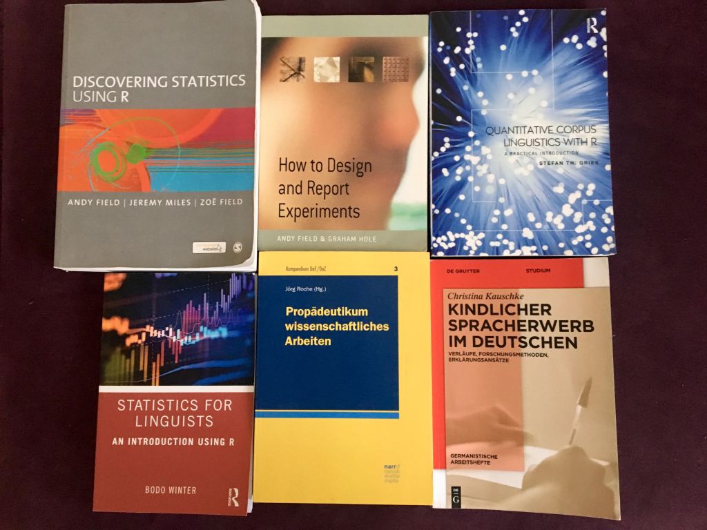 Books about language acquisition research, research methods, and statistics